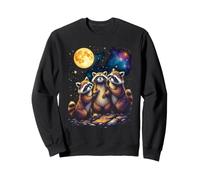 Trois ratons laveurs sous Une Pleine Lune Sweatshirt