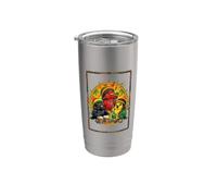 Trois Reggae Birds Band avec guitare bongos et microphone Gobelet isotherme en acier inoxydable double paroi