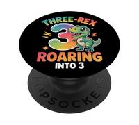 Trois Rex drôle 3ème Anniversaire Dinosaure Mignon garçons Filles PopSockets PopGrip Adhésif