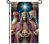 Trois Rois Drapeau de jardin de Noël double face Crèche de Noël Sages Bannière Country Welcome Seasonal Outdoor Yard Dec