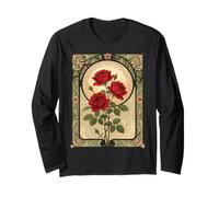 Trois Roses Rouges romantiques Style Art Nouveau Manche Longue