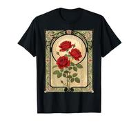 Trois Roses Rouges romantiques Style Art Nouveau T-Shirt