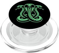 Trois Serpents Verts entrelacés Serpent féroce PopSockets PopGrip pour MagSafe