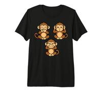 Trois singes de la Sagesse | Chibi Mignon - Parlez n'entendez Pas Le Mal T-Shirt Haut de Gamme