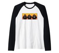 Trois singes Hipster sages entendent Parler et ne voient Pas Le Mal Manche Raglan
