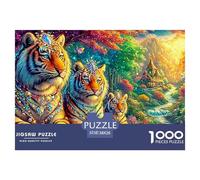 Trois Tigres précieux dans Une forêt vibrante Puzzle De 1000 Pièces Tiger Cadeau Parfait pour Garçons, Filles, Hommes Et Femmes 38x26cm/1000pcs