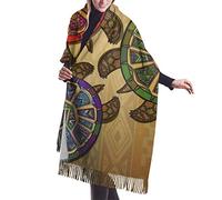 Trois Tortues Éthique Tribal Style Orné Étole Châle De Femme Quotidien Chaud Châle Classique Foulards Hiver Echarpe Cadeau