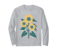 Trois tournesols Botanical Line Art Design Manche Longue