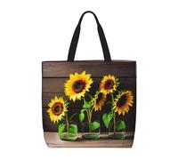 Trois tournesols sur bois imprimé sac fourre-tout pour femme, sac à main de travail, grande capacité, sac à main décontracté, pour voyage, gym