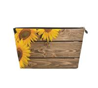 Trois tournesols sur Bois, Trousse de Maquillage Trousse à cosmétiques Trousse de Toilette de Voyage Portable Pochette de Toilette