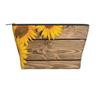 Trois tournesols sur Bois, Trousse de Toilette Trousse de Maquillage Sac à cosmétiques Trousse de Toilette de Voyage Portable