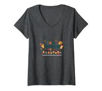 Troisième année équipe école Esprit Classe unité T-Shirt avec Col en V, Femme, Chiné Foncé, XXL