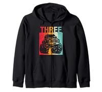 Troisième Anniversaire Monster Truck rétro 3 Ans garçons Filles Enfants Sweat à Capuche