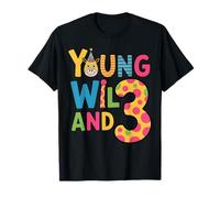 Troisième Anniversaire Motif Jeune Sauvage et 3 girafes T-Shirt