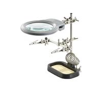 Troisième main avec pinces de serrage, loupe à LED et support pour fer à souder