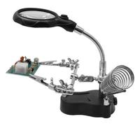 Troisième main de précision avec loupe flexible, LED et support f