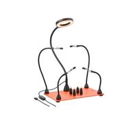 Troisième main de soudure 4 Bras Eclairage LED Loupe 3X USB 3W Acier 27,9x17,8cm