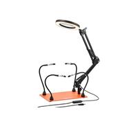 VEVOR Troisième Main Soudure à 4 Bras Flexibles, Station Aide de Soudage Magnétique, avec Lampe Loupe LED 3X, Base en Acier Robuste et Antidérapante, pour Réparation Électronique, Artisanat, Bricolage