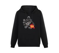 Troki Calcifer Fire Heart Hoody, Studio Ghibli Howl's Moving Castle Hoodie Size L