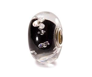 Trollbeads Perle diamant universelle, noire - Breloque en verre fabriquée à la main | Verre et oxyde de zirconium | Collection Universals | Conçu par Lise Aagaard, Verre Zircone cubique,