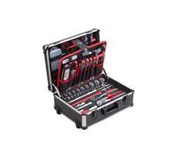 Meister 8973740 Mallette à outils 230 pièces - Avec roulettes - Poignée télescopique/Mallette à outils professionnelle remplie/Caisse à outils mobile sur roulettes/Boîte à outils complète avec