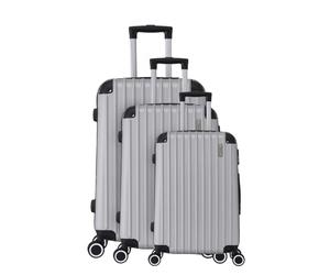 TROLLEY ADC Set de 3 valises rigides - Cabine 55cm, Moyenne 66cm, Grande 76cm - ABS renforcé - Roues Doubles 360° silencieuses - Cadenas à Code - Corner - Gris Silver Livraison Gratuite
