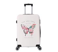 TROLLEY ADC - Valise Cabine 55x34x23 - Rigide, Légère 2,5 Kg - 39 litres - 4 Doubles Roues Silencieuses - Maniable, Pratique et Étanche - Collection Papillon - Blanc
