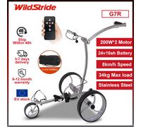Trolley de golf télécommandé Wildstride en acier inoxydable, 2 moteurs tubulaires 24v/200w*2, autonomie de 20 km, vitesse de 8 km/h, buggy électrique, frein électrique, fonction de régulateur de Argen