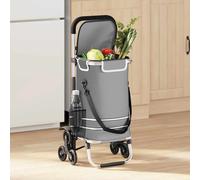 Chariot de courses vidaXL avec roues et poignée réglable Gris 40 L