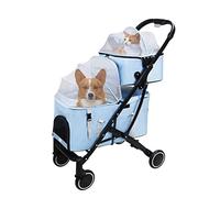 Trolley détachable pour animaux de compagnie Pouss Auvent en maille respirante, séparation for animaux de compagnie et poussette for chien amovible, poussette for chien à pliage rapide for les sorties