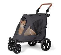 Trolley détachable pour animaux de compagnie Pouss Chariot de poussette for chien à portes avant et arrière, chariot de landau pliable en un clic for animaux de compagnie jusqu'à 66 lb, porte-chien de