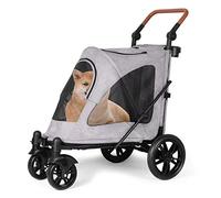 Trolley détachable pour animaux de compagnie Pouss Chariot de poussette for chien à portes avant et arrière, chariot de landau pliable en un clic for animaux de compagnie jusqu'à 66 lb, porte-chien de