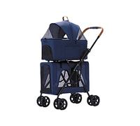 Trolley détachable pour animaux de compagnie Pouss Panier de cabine double séparé for chien et chat, chariot for animaux de petite et moyenne taille, landau pliable for chien avec auvent réglable, pou