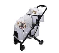 Trolley détachable pour animaux de compagnie Pouss Panier de cabine double séparé for chien et chat, chariot for animaux de petite et moyenne taille, landau pliable for chien avec auvent réglable, pou