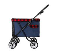 Trolley détachable pour animaux de compagnie Pouss Poussette de voyage for animaux de compagnie, poussette for chien à 4 roues avec poignée réglable, roue avant rotative à 360 °, roue arrière avec fre