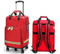 Trolley Grande Sacoche d'urgence avec Système De Transport À roulettes,Sac Infirmiere Liberale,Sac De Survie,Sac d'urgence,Trousse De Premier Secours,Grande Capacité Randonnée with Pull Rod