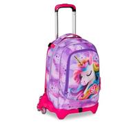 Trolley Jack-3WD School Fable Journey Licorne avec sac à dos détachable By Seven pour fille élémentaire + 7 stylos à pression et porte-clé pailettes