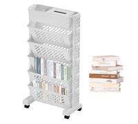 Trolley Library Mobile - Organisateur à cinq couches, mémoire multifonctionnelle portable livre | Étagères lourdes Office de course, Study Stationery Reading Display Classroom Apartment