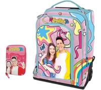 Trolley Me Contro Te Rose Girl Sac à dos pour filles de l'école primaire + trousse One Time + cadeau 7 stylos, porte-clé à paillettes, stylo coloré
