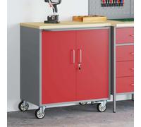 vidaXL Armoire à outils avec roulettes, portes rouges sécurisées en acier 75x45x85 cm
