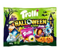 Trolli Halloween Bonbons Doux et Acidulés en sachet de 360g, mélange de bonbons avec des yeux globuleux, des vers acidulés et des Dracula