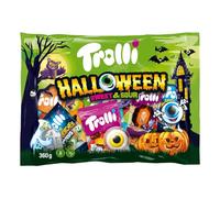 Trolli Halloween Bonbons Doux et Acidulés en sachet de 360g, mélange de bonbons avec des yeux globuleux, des vers acidulés et des Dracula
