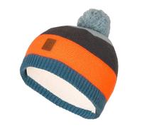 Trollkids - Kid's Gryllefjord Bobble Cap - Bonnet - 52-56 cm - 6-12 Years - stormy blue / flame orange / anthracite
