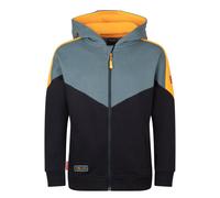 Trollkids - Flekkefjord Jacket - Polaire enfant Black / Steel Blue / Mango - Taille de l'enfant 176 cm
