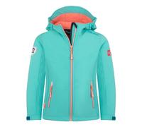 Trollkids - Girls Trollfjord Jacket - Veste softshell enfant Aqua Haze / Harbor Blue / Mellow Peach - Taille de l'enfant 152 cm
