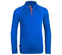 Trollkids - Kid's Lofoten Half Zip - Haut en mérinos - 104 - azure blue / flame orange