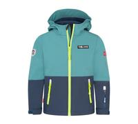 Trollkids - Kid's Skjorta Jacket - Veste softshell - 128 - stormy blue / mystic blue / glow green ii