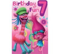 Trolls - Carte de voeux, 7ème anniversaire - Carton SG26917 (Taille unique) (Rose)