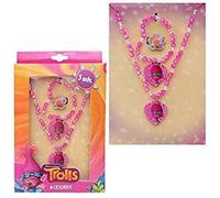 TROLLS coffret bijoux ( collier + bague + bracelet) Fantaisie rose - NEUF