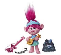 TROLLS DREAMWORKS World Tour Pop-to-Rock Poppy Poupée chantante avec 2 Looks et Sons différents, Jouet Chante Les veulent Juste s'amuser